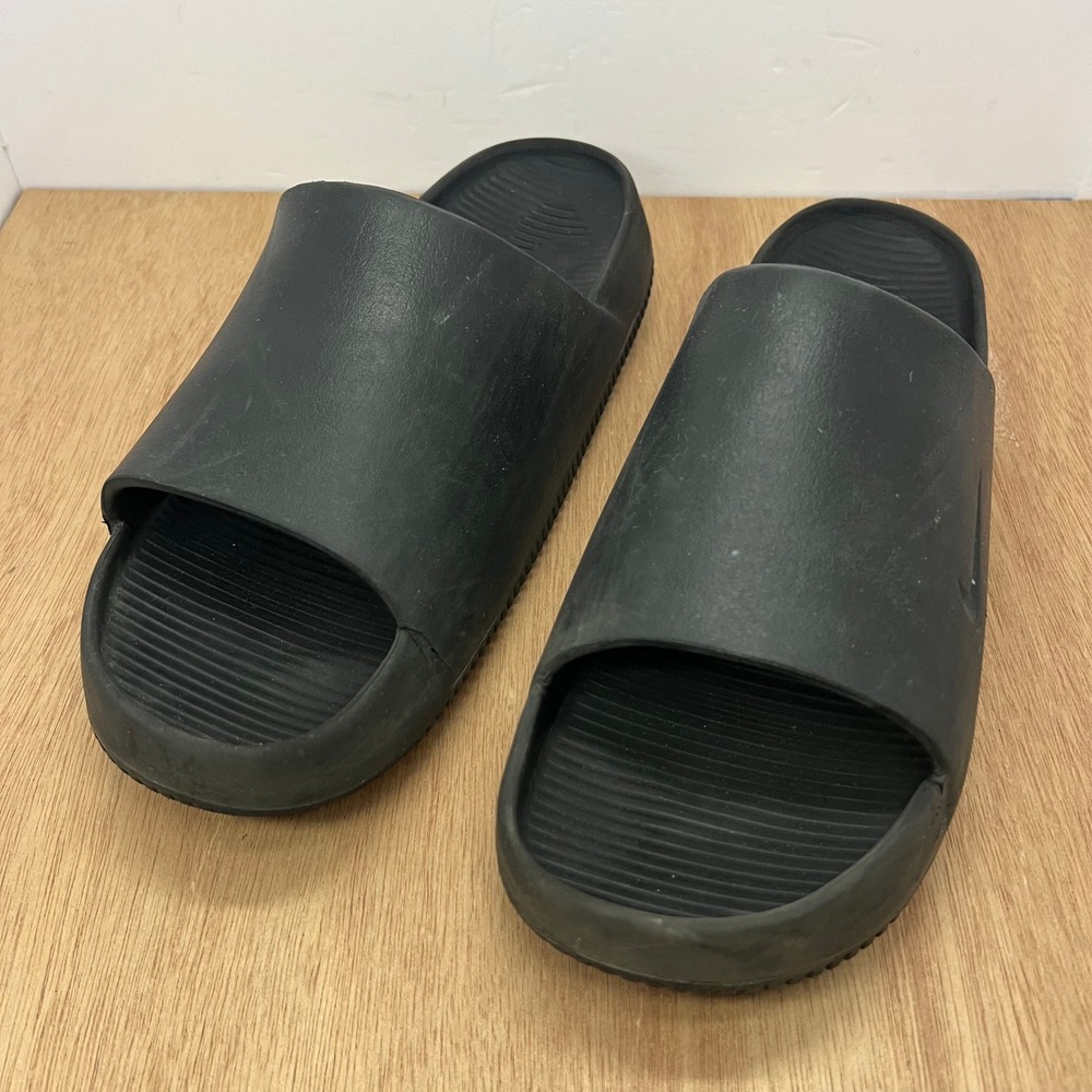 Nike Calm Slide Sandals Mens 11 Womens 12 Black Foam Slip On DX4816-001 Ripped